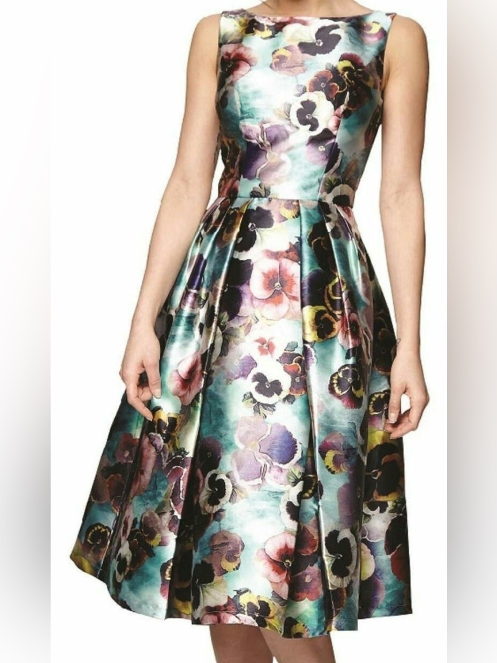Chi Chi London Alyssa floral pansy dress sz 8 | garden wedding cocktail midi 50s - Picture 1 of 15